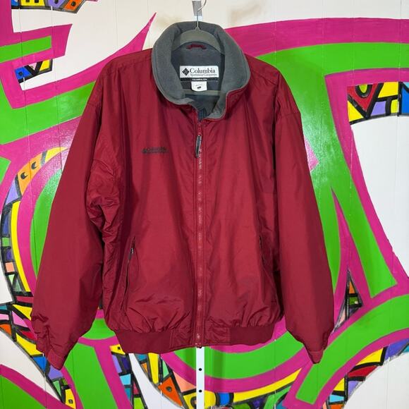 Columbia Red Jacket with Gray Fleece Lining. Size Large Men's. Excellent cond! - Picture 1 of 8